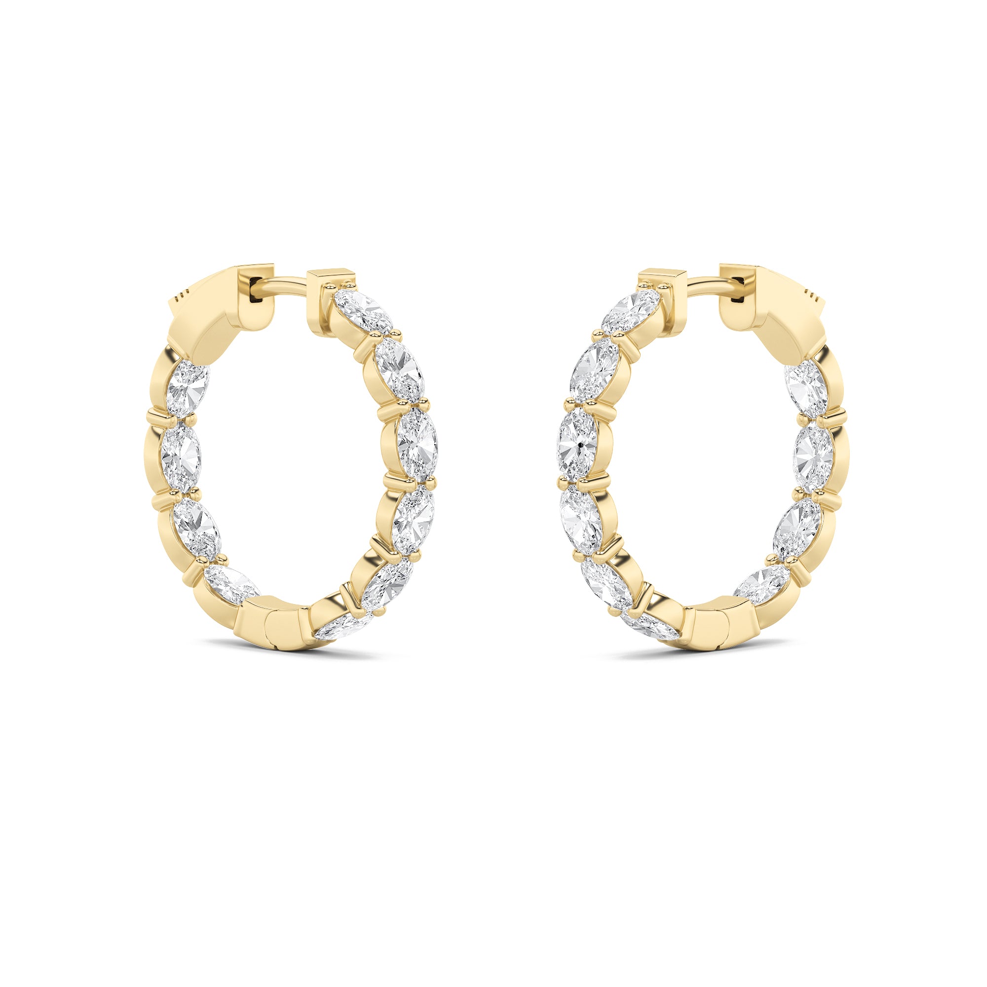 4CTW Oval Shaped Lab Grown Diamond (F/VS) Earring in 14K Yellow Gold
