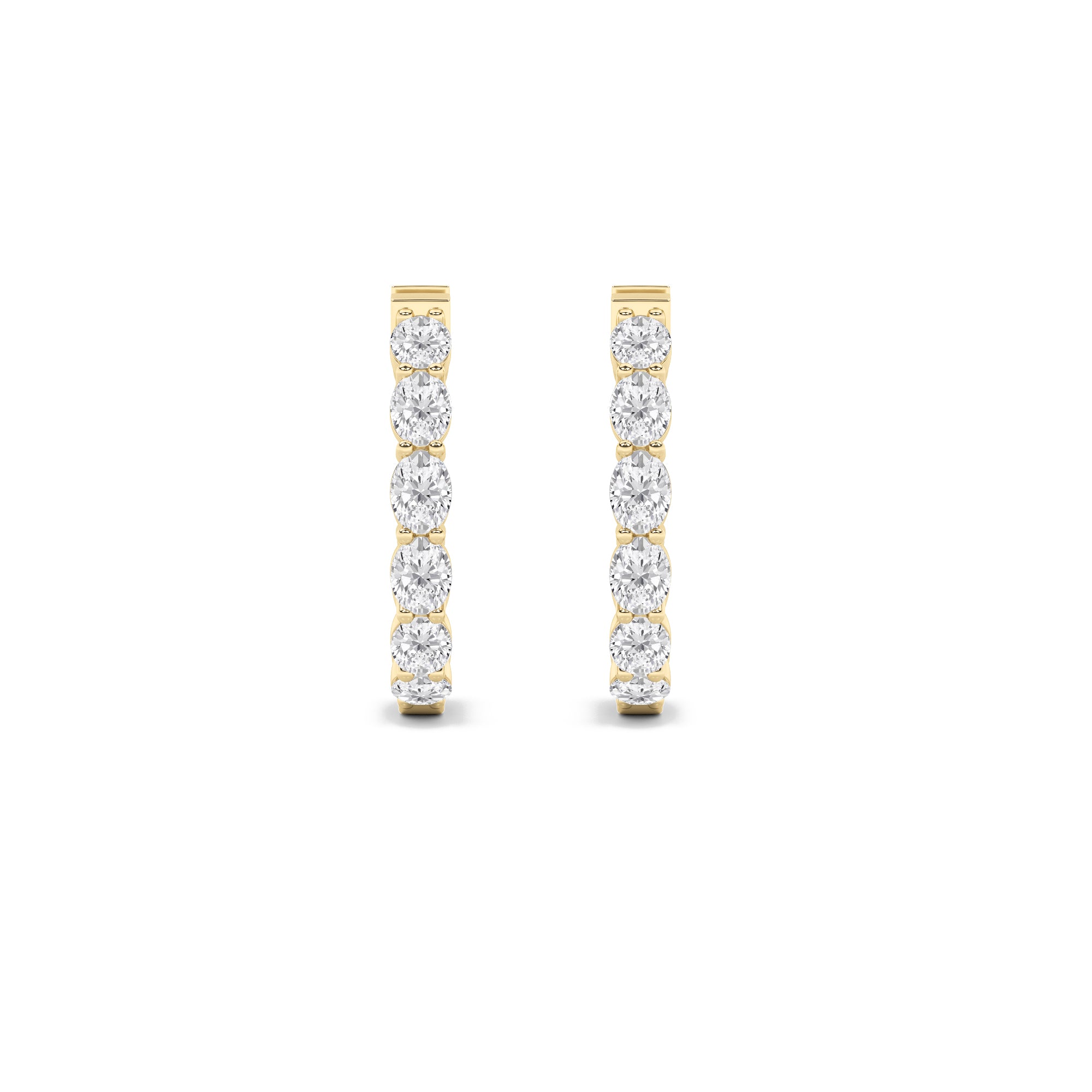 4CTW Oval Shaped Lab Grown Diamond (F/VS) Earring in 14K Yellow Gold