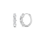 3CTW Oval Shaped Lab Grown Diamond (F/VS) Three Stone Huggie Earrings in 14K Gold