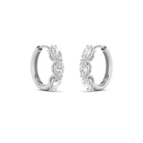 3CTW Oval Shaped Lab Grown Diamond (F/VS) Three Stone Huggie Earrings in 14K Gold