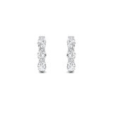3CTW Oval Shaped Lab Grown Diamond (F/VS) Three Stone Huggie Earrings in 14K Gold