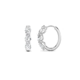3CTW Oval Shaped Lab Grown Diamond (G/VS) Three Stone Huggie Earrings in 14K Gold