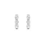 3CTW Oval Shaped Lab Grown Diamond (G/VS) Three Stone Huggie Earrings in 14K Gold