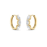 3CTW Oval Shaped Lab Grown Diamond (F/VS) Three Stone Huggie Earrings in 14K Gold
