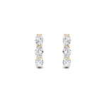 3CTW Oval Shaped Lab Grown Diamond (F/VS) Three Stone Huggie Earrings in 14K Gold