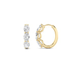 3CTW Oval Shaped Lab Grown Diamond (G/VS) Three Stone Huggie Earrings in 14K Gold