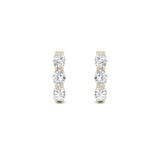 3CTW Oval Shaped Lab Grown Diamond (G/VS) Three Stone Huggie Earrings in 14K Gold