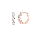 3CTW Oval Shaped Lab Grown Diamond (F/VS) Three Stone Huggie Earrings in 14K Gold