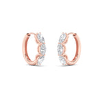 3CTW Oval Shaped Lab Grown Diamond (F/VS) Three Stone Huggie Earrings in 14K Gold