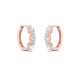 3CTW Oval Shaped Lab Grown Diamond (F/VS) Three Stone Huggie Earrings in 14K Gold