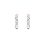 3CTW Oval Shaped Lab Grown Diamond (F/VS) Three Stone Huggie Earrings in 14K Gold