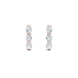 3CTW Oval Shaped Lab Grown Diamond (F/VS) Three Stone Huggie Earrings in 14K Gold