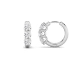 2CTW Round Shaped Lab Grown Diamond (F/VS) Three Stone Huggie Earrings in 14K Gold