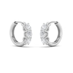 2CTW Round Shaped Lab Grown Diamond (F/VS) Three Stone Huggie Earrings in 14K Gold
