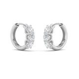 2CTW Round Shaped Lab Grown Diamond (F/VS) Three Stone Huggie Earrings in 14K Gold