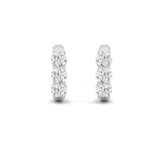 2CTW Round Shaped Lab Grown Diamond (F/VS) Three Stone Huggie Earrings in 14K Gold