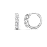2Cttw Round Shaped Lab Grown Diamond (G/VS) ThreeStone Huggie Earrings in 14K Gold