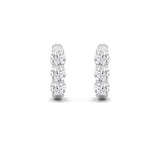 2Cttw Round Shaped Lab Grown Diamond (G/VS) ThreeStone Huggie Earrings in 14K Gold