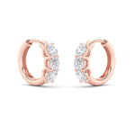 2CTW Round Shaped Lab Grown Diamond (F/VS) Three Stone Huggie Earrings in 14K Gold