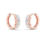 2CTW Round Shaped Lab Grown Diamond (F/VS) Three Stone Huggie Earrings in 14K Gold