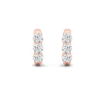 2CTW Round Shaped Lab Grown Diamond (F/VS) Three Stone Huggie Earrings in 14K Gold