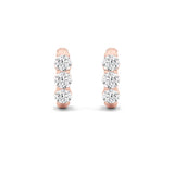 2CTW Round Shaped Lab Grown Diamond (F/VS) Three Stone Huggie Earrings in 14K Gold