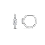 1.5CTW Emerald Shaped Lab Grown Diamond (G/VS) Solitare Accent Huggie Earrings in 14K Gold