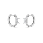 1.5CTW Emerald Shaped Lab Grown Diamond (G/VS) Solitare Accent Huggie Earrings in 14K Gold