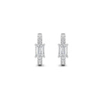 1.5CTW Emerald Shaped Lab Grown Diamond (G/VS) Solitare Accent Huggie Earrings in 14K Gold