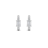 1.5CTW Emerald Shaped Lab Grown Diamond (G/VS) Solitare Accent Huggie Earrings in 14K Gold