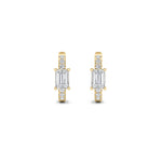 1.5CTW Emerald Shaped Lab Grown Diamond (G/VS) Solitare Accent Huggie Earrings in 14K Gold