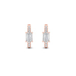 1.5CTW Emerald Shaped Lab Grown Diamond (F/VS) Solitare Accent Huggie Earrings in 14K Gold