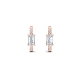 1.5CTW Emerald Shaped Lab Grown Diamond (F/VS) Solitare Accent Huggie Earrings in 14K Gold