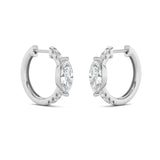 1.5CTW Marquise Shaped Lab Grown Diamond (G/VS) Solitare Accent Huggie Earrings in 14K Gold