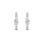 1.5CTW Marquise Shaped Lab Grown Diamond (G/VS) Solitare Accent Huggie Earrings in 14K Gold
