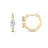1.5CTW Marquise Shaped Lab Grown Diamond (F/VS) Solitare Accent Huggie Earrings in 14K  Yellow Gold