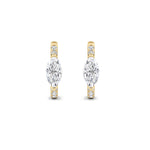 1.5CTW Marquise Shaped Lab Grown Diamond (F/VS) Solitare Accent Huggie Earrings in 14K  Yellow Gold