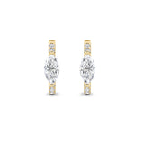 1.5CTW Marquise Shaped Lab Grown Diamond (G/VS) Solitare Accent Huggie Earrings in 14K Gold