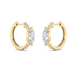 1.5CTW Marquise Shaped Lab Grown Diamond (G/VS) Solitare Accent Huggie Earrings in 14K Gold