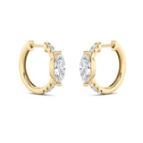 1.5CTW Marquise Shaped Lab Grown Diamond (G/VS) Solitare Accent Huggie Earrings in 14K Gold