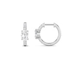 1.5CTW Oval Shaped Lab Grown Diamond (F/VS) Solitare Accent Huggie Earrings in 14K Gold