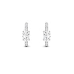 1.5CTW Oval Shaped Lab Grown Diamond (F/VS) Solitare Accent Huggie Earrings in 14K Gold