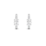 1.5CTW Oval Shaped Lab Grown Diamond (F/VS) Solitare Accent Huggie Earrings in 14K Gold