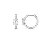 1.5CTW Oval Shaped Lab Grown Diamond (G/VS) Solitare Accent Huggie Earrings in 14K Gold