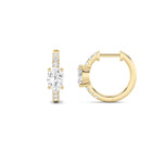 1.5CTW Oval Shaped Lab Grown Diamond (G/VS) Solitare Accent Huggie Earrings in 14K Gold