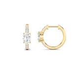 1.5CTW Oval Shaped Lab Grown Diamond (G/VS) Solitare Accent Huggie Earrings in 14K Gold