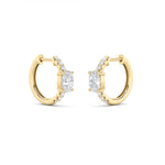 1.5CTW Oval Shaped Lab Grown Diamond (G/VS) Solitare Accent Huggie Earrings in 14K Gold