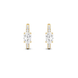 1.5CTW Oval Shaped Lab Grown Diamond (G/VS) Solitare Accent Huggie Earrings in 14K Gold