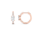 1.5CTW Oval Shaped Lab Grown Diamond (F/VS) Solitare Accent Huggie Earrings in 14K Gold