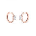 1.5CTW Oval Shaped Lab Grown Diamond (F/VS) Solitare Accent Huggie Earrings in 14K Gold
